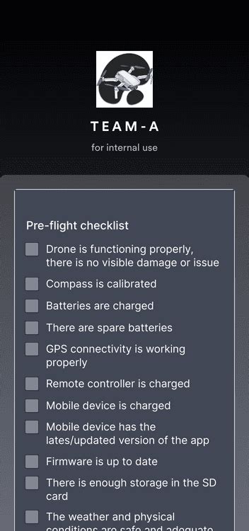 drone pre flight checklist app template jotform