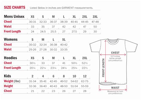 clothing size chart template  likes fashion