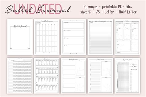printable bullet journal planner bundle planner kit
