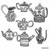 Coloring Tea Coffee Visit Zentangle Pots Adult Pages sketch template