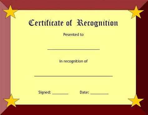 certificate  recognition template certificate template awards