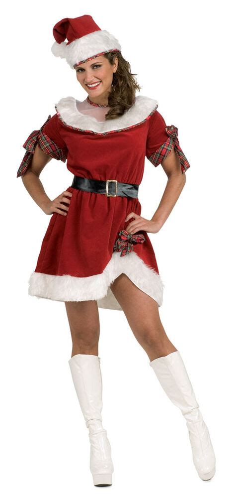 Miss Santa Mrs Claus Red Sexy Dress Up Christmas Holiday Deluxe Adult