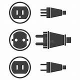 Arten Elektrische Stecker Elektrischen Sockeln Steckern Ikonen sketch template