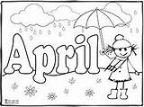 Coloring Pages April Showers Months Year Color Sheets Activities Printable Kids Spring Print May Preschool Teaching Month Children Calendar Theme sketch template