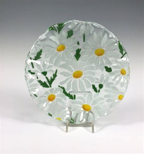 Daisy Bowl Fused Glass Dish Candy Dish Margarets Daisies White