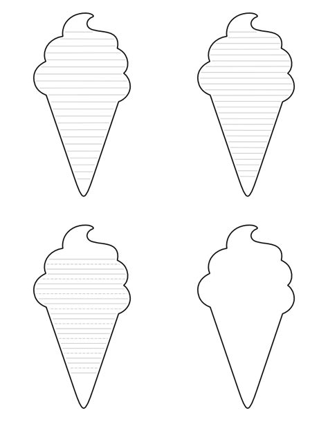 printable ice cream shaped writing templates