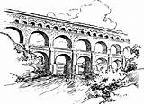 Aqueduct Clipart Rome Roman Bridge Drawing Ancient Transparent Gard Background Pont Du sketch template