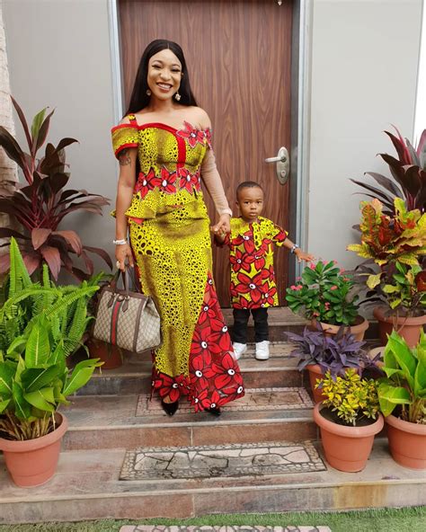tonto dikeh steps out for sunday service in matching outfits with son nigerian celebrity news