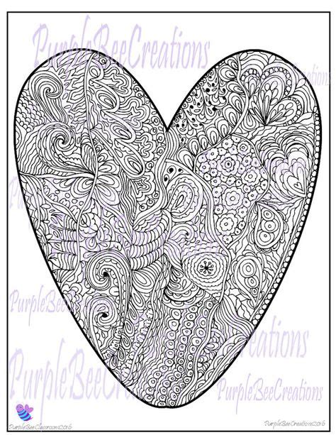 valentines day coloring page adult coloring  purplebeecreations