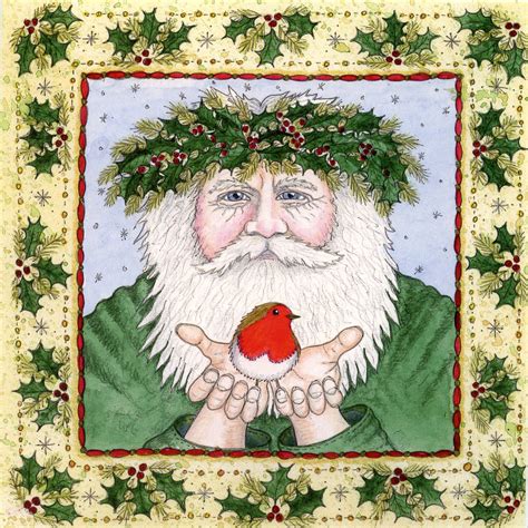 yule man  robin christmas card blank    message