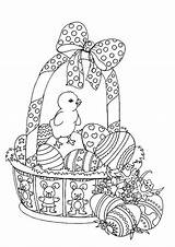 Easter Basket Coloring Pages Printable Chick Chicks Eggs Simple sketch template