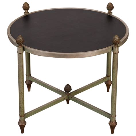 french maison jansen round coffee table bronze with marble top circa
