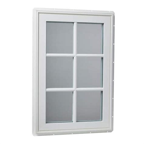 tafco windows      left hand vinyl casement window  grids  screen white