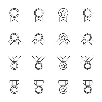 medals outline icons set stock illustration  image  istock