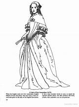 Coloring Pages Fashion Baroque Colonial American Dress Early Historical Colouring Fashions sketch template