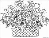 Basket Flowers Pages Coloring Flower Printable Color Coloringpagesonly sketch template