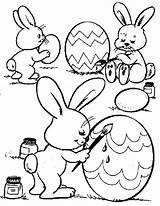 Easter Coloring Color Cute Painting Pages Egg Bunnies Colouring sketch template