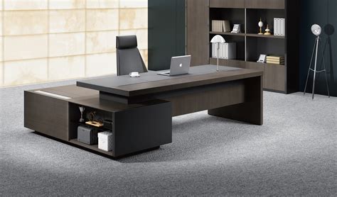 stylish larry office table  wood leather bosss cabin