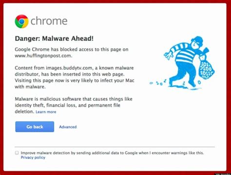 google chrome blocks popular websites   infected  malware
