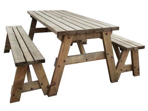 Picnic Table And Bench Set Wooden Outdoor Garden Furniture Victoria