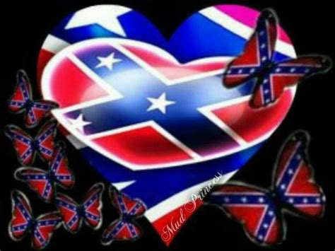 Heart And Butterflies Southern Style Confederate Flag