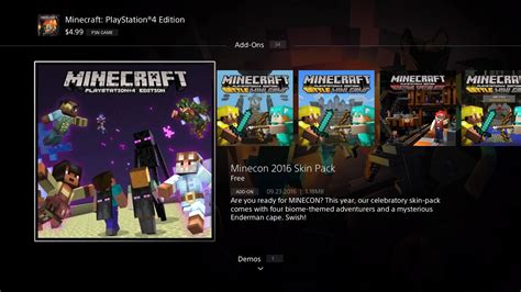 Minecraft Ps4 Xbox One Minecon 2016 Skin Pack Youtube