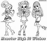Monster High Wishes Coloring Pages Girls Colorings sketch template