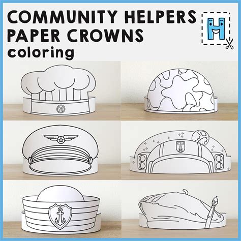 community helpers paper hats career day printable paper