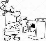 Laundry Cartoon Man Illustration Stock Vector Doing Depositphotos Line Ronleishman sketch template