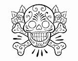 Tattoo Skull Coloring Halloween Coloringcrew sketch template