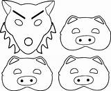 Pigs Little Three Coloring Pages Face Pig Printable Mask Wolf Drawing Stick House Houses Pi Color Getcolorings Getdrawings Print Sheets sketch template