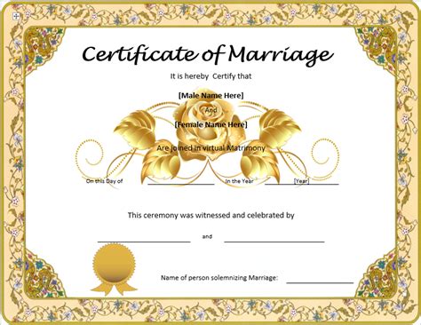 marriage certificate template