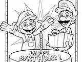 Birthday Mario Luigi Coloring Pages Happy Printable Game Cards Kids Son sketch template