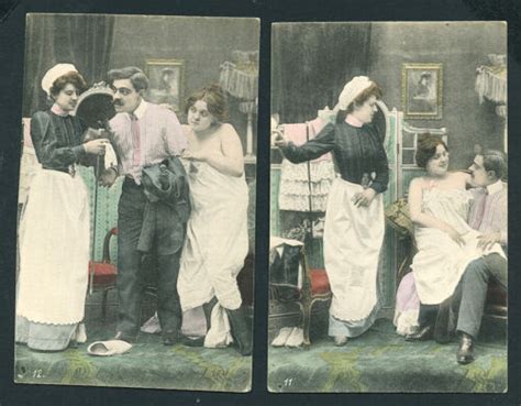 French 7 Postcards 1900 Prostitute Lingerie Undressing Corset Maid