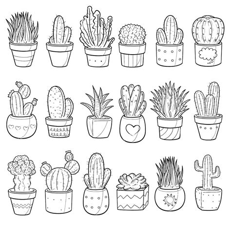 printable cactus coloring pages