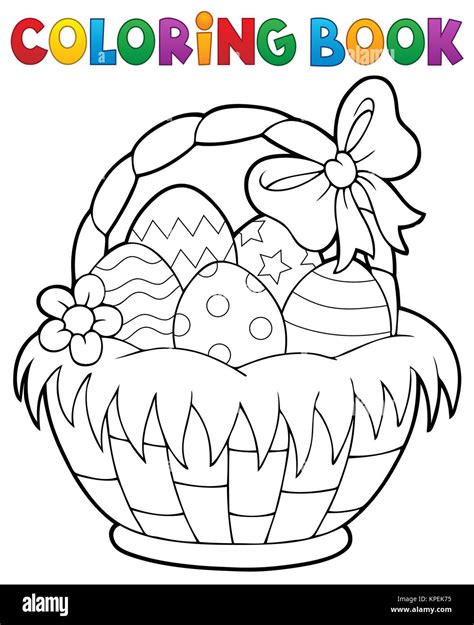 coloring book easter basket theme  stock photo alamy