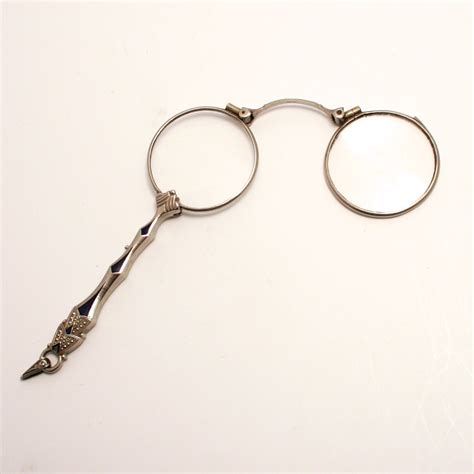 antique enamel lorgnette french eye wear glasses 1900 stock ref s817