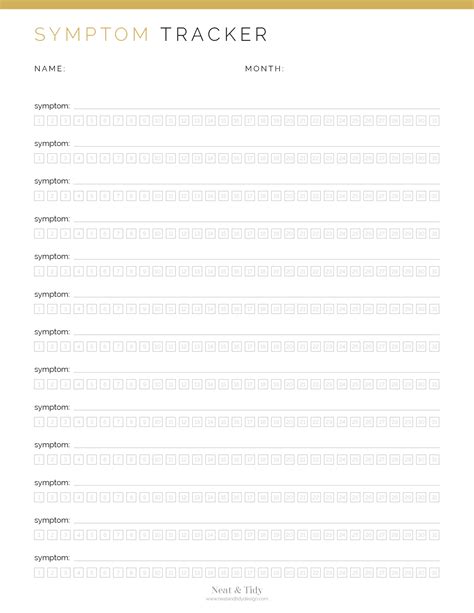 symptom tracker  layouts neat  tidy design