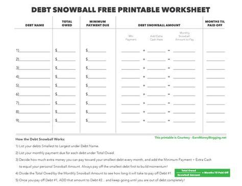 debt snowball   printable worksheet debt snowball debt