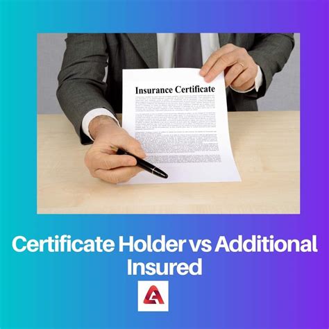 certificate holder  additionally insured difference  comparison