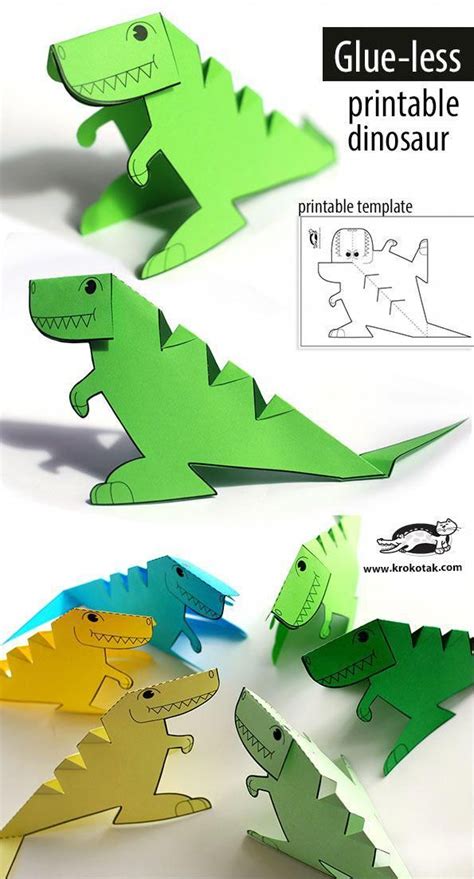 Free Printable Glue Less Dinosaur Template