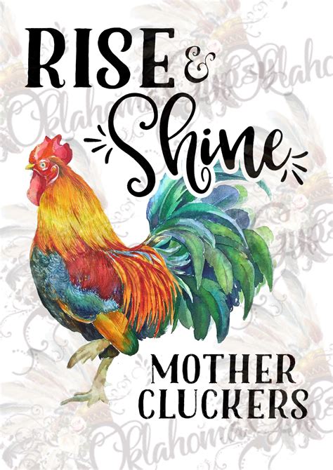 Rooster Rise And Shine Mother Cluckers Digital File Oklahoma Gypsy Designs