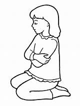 Kneeling Praying Girl Little Drawing Clipart Lds Coloring Person Pages Prayer Kids Small Simple Pray Clip Line Ground Children Primary sketch template