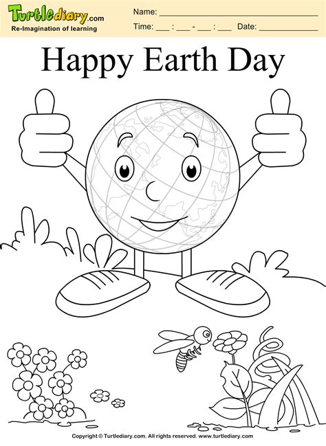 earth coloring sheet turtle diary