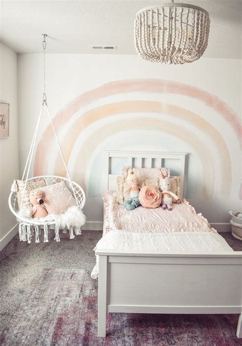 elsi rainbow wallpaper   big girl bedrooms toddler girl room