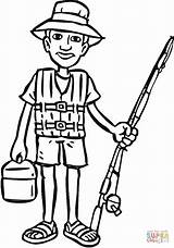 Fishing Coloring Pages Pole Going Printable Template Boy Cliparts Color Popular sketch template