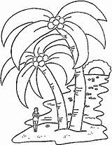 Coloring Tree Coconut Palm Popular sketch template