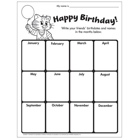printable happy birthday month worksheet  trend