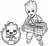 Groot Coloring Baby Bobblehead Bomb Pages Marvel Fans Fun sketch template