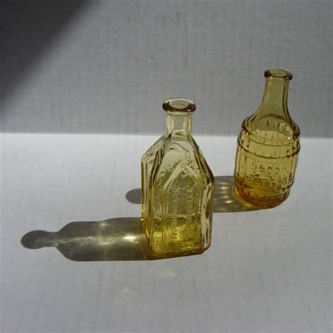 2 Vintage Miniature Amber Bottles Wheaton Glass Tonic Bitters